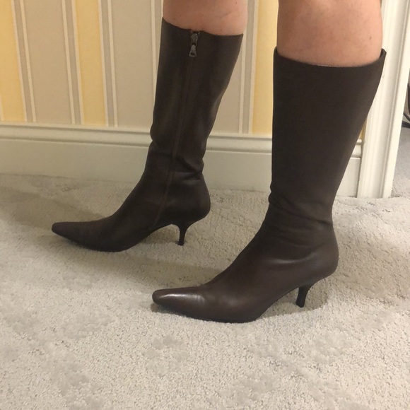 Prada Calzature Donna Seta Calf Boots in Moro - Picture 7 of 8
